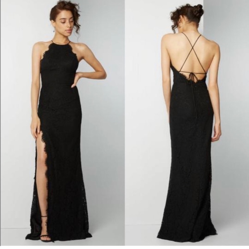 NEW Fame and Partners Dragon Eyes Lace Halter Gown